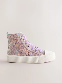 Sneakers*Next Meerkleurige glitter - Hoge sneakers met veters