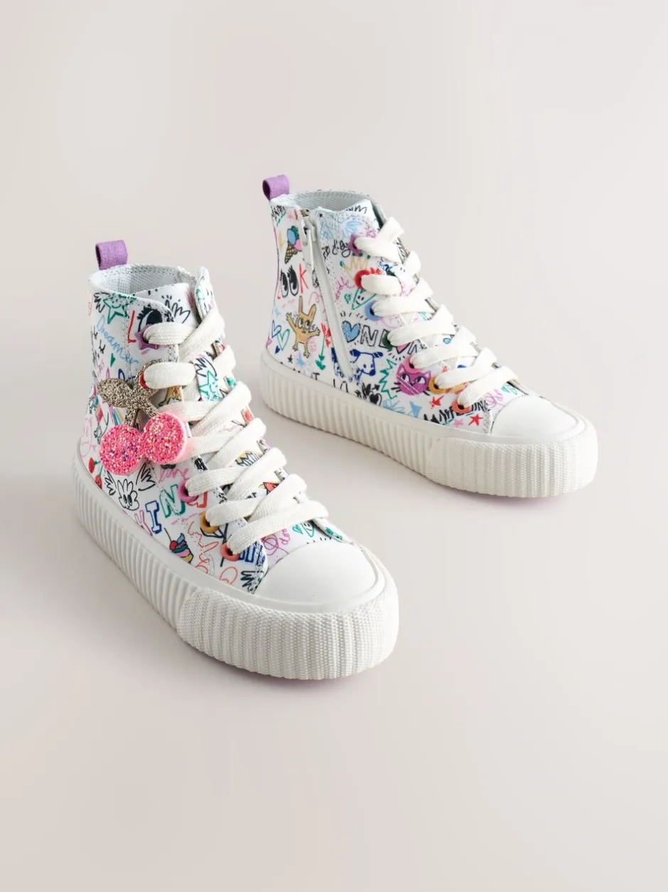 Sneakers*Next Meerkleurige schetsachtige print - Hoge sneakers met veters