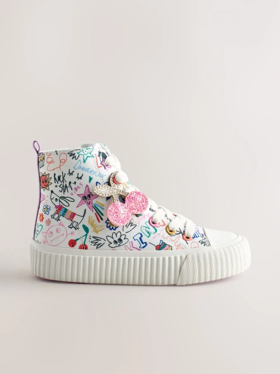 Sneakers*Next Meerkleurige schetsachtige print - Hoge sneakers met veters