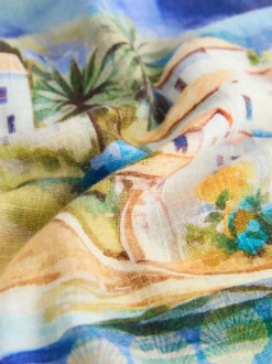 Blouses En Overhemden|Tops En T-Shirts*Next - Relaxed Long Sleeve Shirt With Linen Meerkleurige schilderachtige print