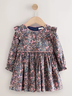Jurken|Jurken|Next - Jurk met ruche en lange mouwen (3mnd-8jr) Met vrolijke print