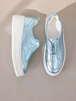 Sneakers|Next Metallic - Signature leren instapsneakers met dikke zool en plateauzool