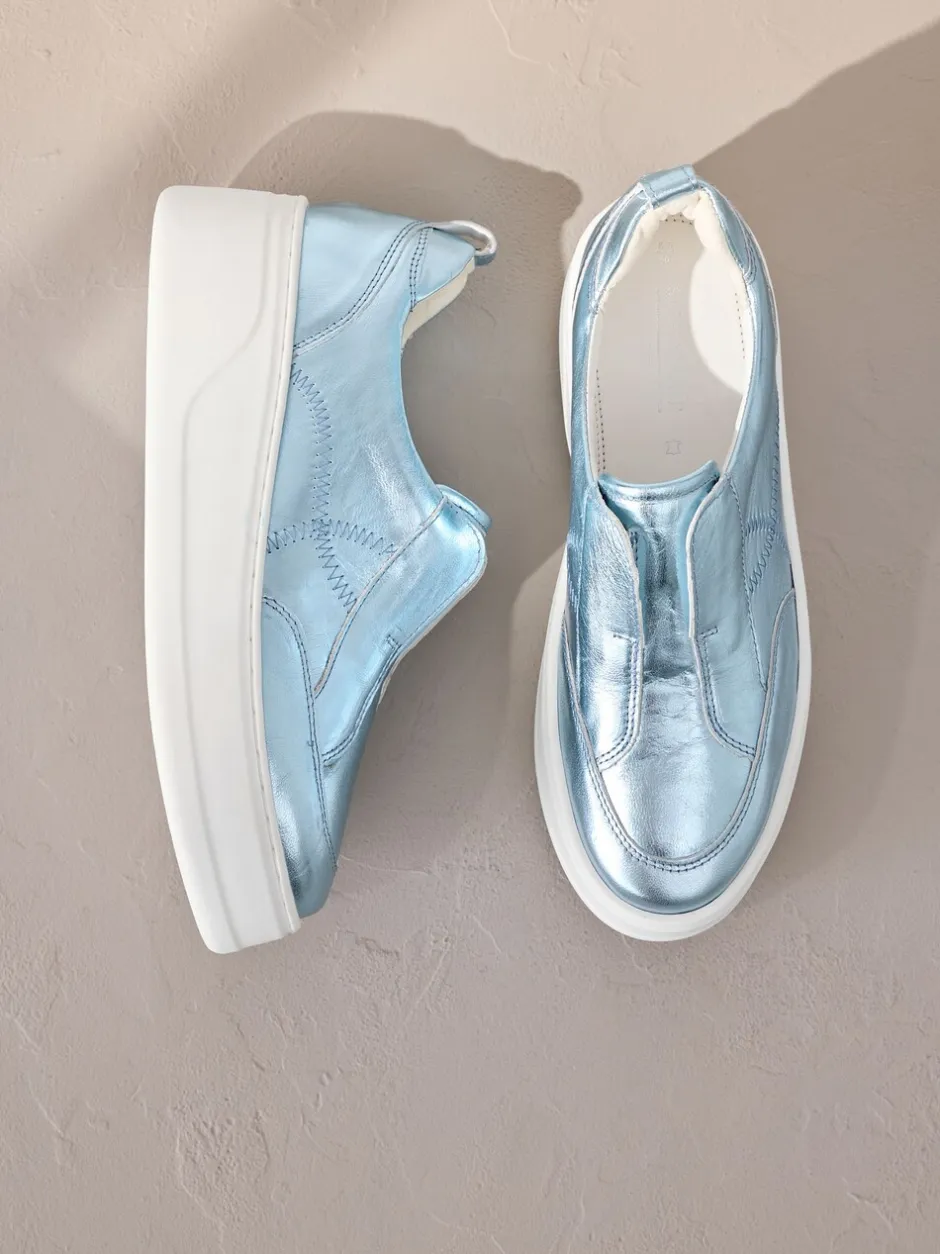 Sneakers|Next Metallic - Signature leren instapsneakers met dikke zool en plateauzool