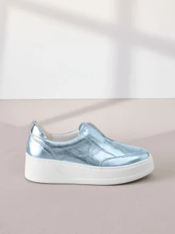 Sneakers|Next Metallic - Signature leren instapsneakers met dikke zool en plateauzool