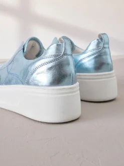 Sneakers|Next Metallic - Signature leren instapsneakers met dikke zool en plateauzool