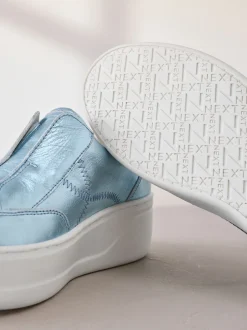 Sneakers|Next Metallic - Signature leren instapsneakers met dikke zool en plateauzool