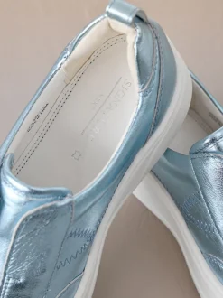 Sneakers|Next Metallic - Signature leren instapsneakers met dikke zool en plateauzool