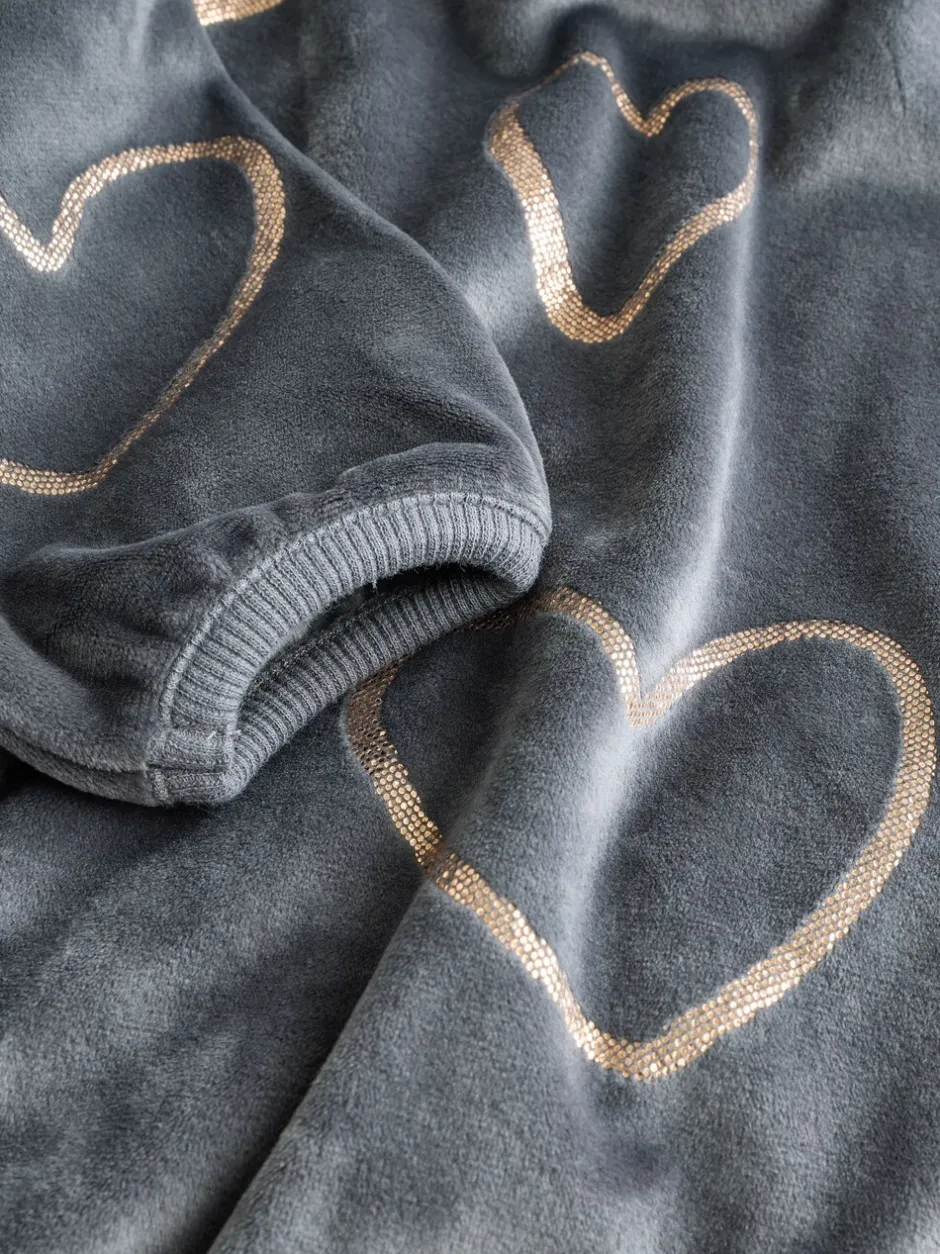 Nachtkleding En Pyjama's|Pyjama's|Next Metallic antracietgrijs hart - Behaaglijke fleece pyjama (9 mnd-16 jr)