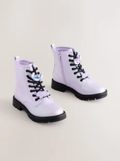 Boots*Next Metallic paars - Lilo & Stitch warmgevoerde enkellaarzen met vetersluiting