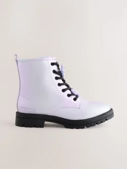 Boots*Next Metallic paars - Lilo & Stitch warmgevoerde enkellaarzen met vetersluiting