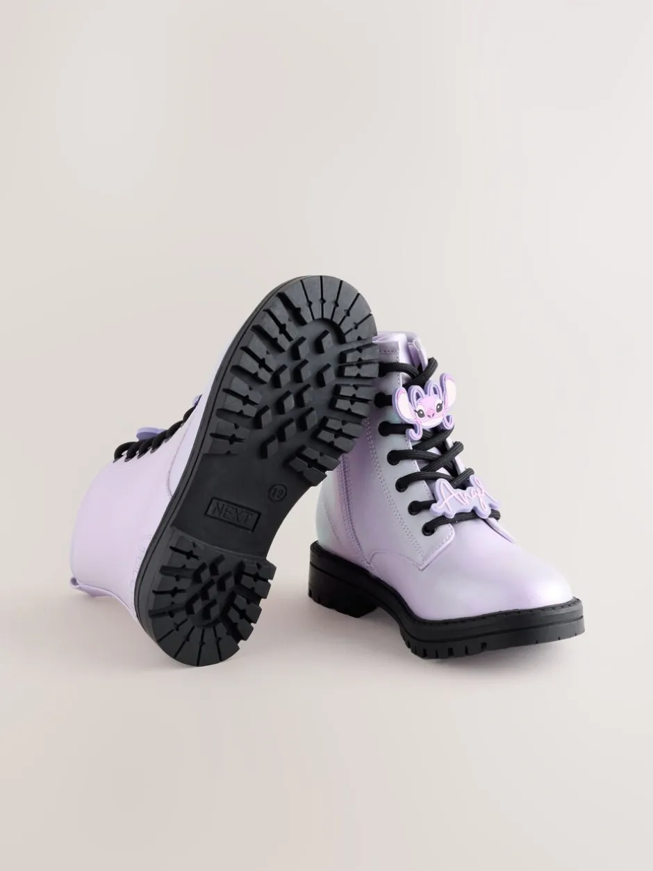 Boots*Next Metallic paars - Lilo & Stitch warmgevoerde enkellaarzen met vetersluiting