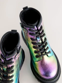Boots|Next Metallic regenboog - Warmgevoerde enkellaarzen met veters