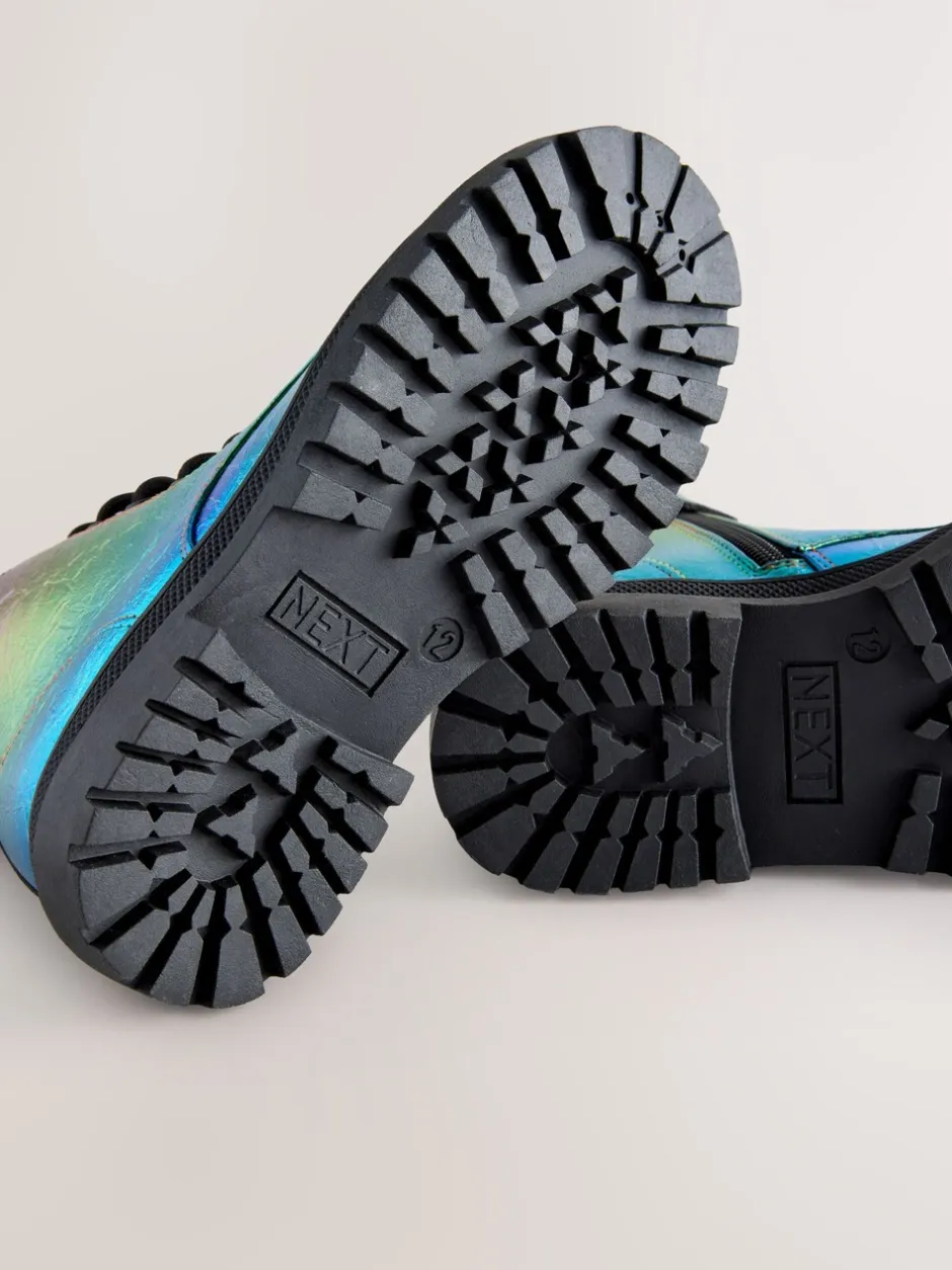 Boots|Next Metallic regenboog - Warmgevoerde enkellaarzen met veters