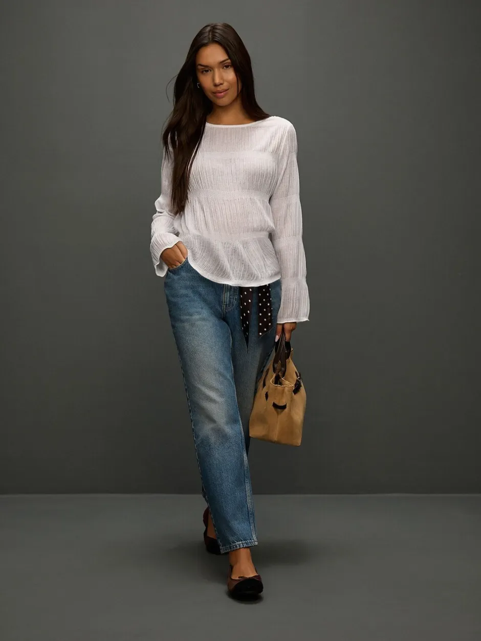 Jeans*Next - Mid Rise Ankle Straight Leg Jeans With Scarf Mid Blue Polka Dot