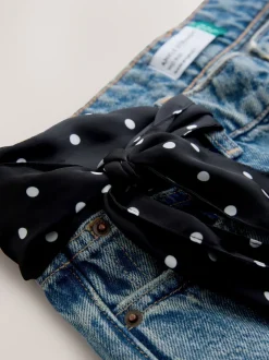 Jeans*Next - Mid Rise Ankle Straight Leg Jeans With Scarf Mid Blue Polka Dot