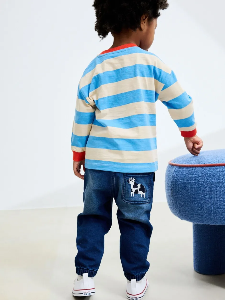 Jeans En Joggingbroeken|Jeans|Next - Jeans met elastische taille (3mnd-7jr) Middelblauw Boerderijpersonage