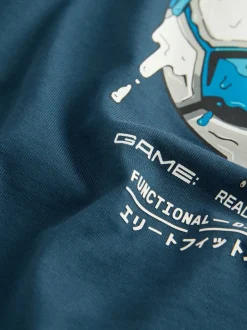 T-Shirts|Tops|Next Middelblauw voetbal - Relaxed Fit Graphic Long Sleeve Cotton T-Shirt (3-16yrs)