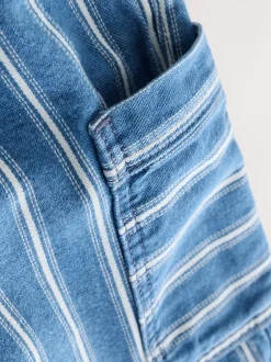 Jeans En Joggingbroeken|Jeans*Next - 100% katoenen cargobroek met wijde pijpen en elastische taille (3mnd-7jr) Middelblauwe strepen