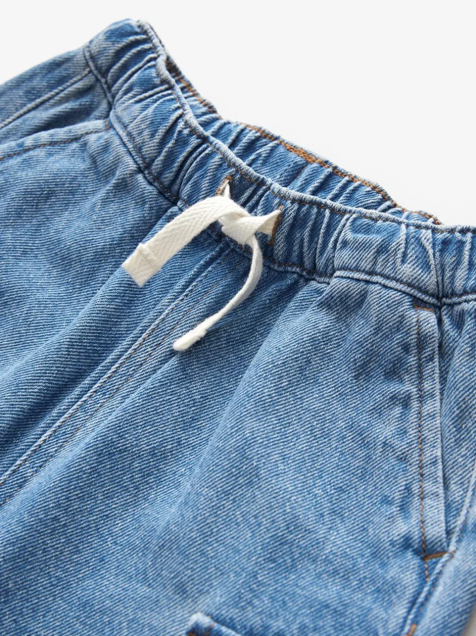 Jeans En Joggingbroeken|Jeans*Next - 100% katoenen cargobroek met wijde pijpen en elastische taille (3mnd-7jr) Middenblauw denim