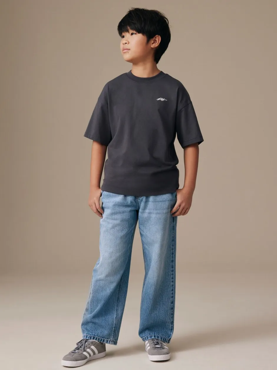 Jeans*Next - Denim jeans met elastische taille (3-16jr) Middenblauw denim