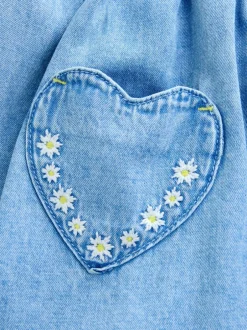 Jurken|Jurken|Next Middenblauw denim - Frill Sleeve Dress (3mths-8yrs)