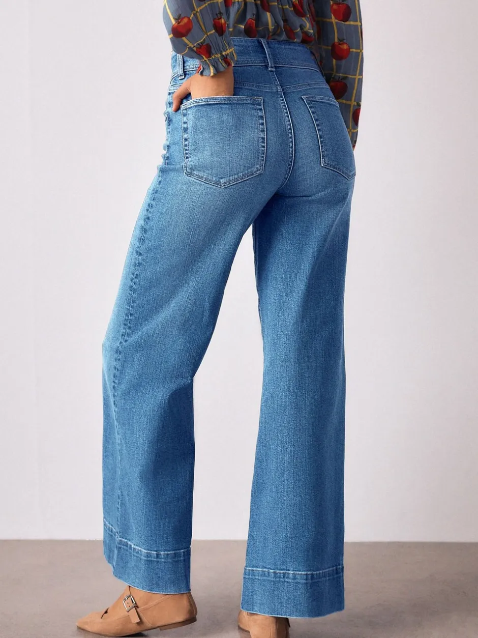 Jeans*Next - High Rise stretchy Jeans met wijde pijpen Middenblauw denim