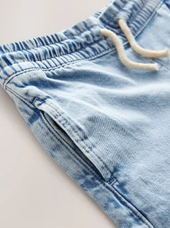 Jeans|Next - Jeans met elastische taille en wijde pijpen (3-16jr) Middenblauw denim