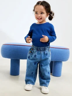 Gelegenheidskleding|Jeans En Joggingbroeken*Next Middenblauw denim - Jeans met strikborduursel (3mnd -7jr)