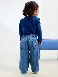 Gelegenheidskleding|Jeans En Joggingbroeken*Next Middenblauw denim - Jeans met strikborduursel (3mnd -7jr)