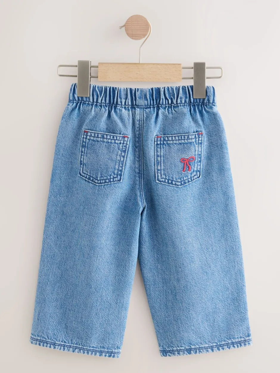 Gelegenheidskleding|Jeans En Joggingbroeken*Next Middenblauw denim - Jeans met strikborduursel (3mnd -7jr)