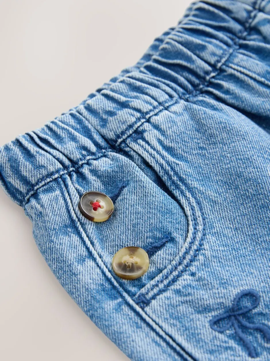 Gelegenheidskleding|Jeans En Joggingbroeken*Next Middenblauw denim - Jeans met strikborduursel (3mnd -7jr)