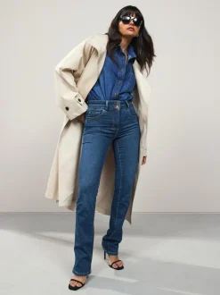 Jeans|Next - Lift, slim en shape jeans met bootcut Middenblauw denim
