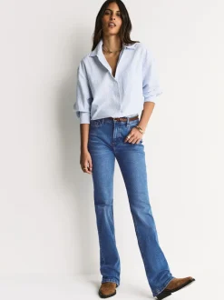Jeans|Next - Mid Rise Stretch Bootcut Jeans Middenblauw denim