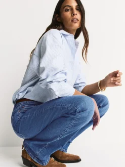Jeans|Next - Mid Rise Stretch Bootcut Jeans Middenblauw denim