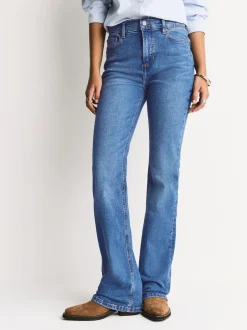 Jeans|Next - Mid Rise Stretch Bootcut Jeans Middenblauw denim