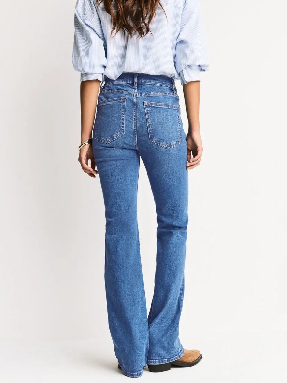 Jeans|Next - Mid Rise Stretch Bootcut Jeans Middenblauw denim