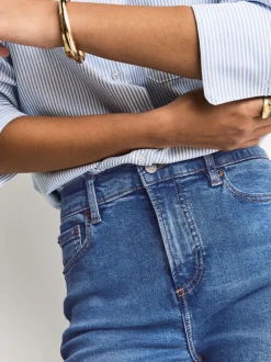 Jeans|Next - Mid Rise Stretch Bootcut Jeans Middenblauw denim