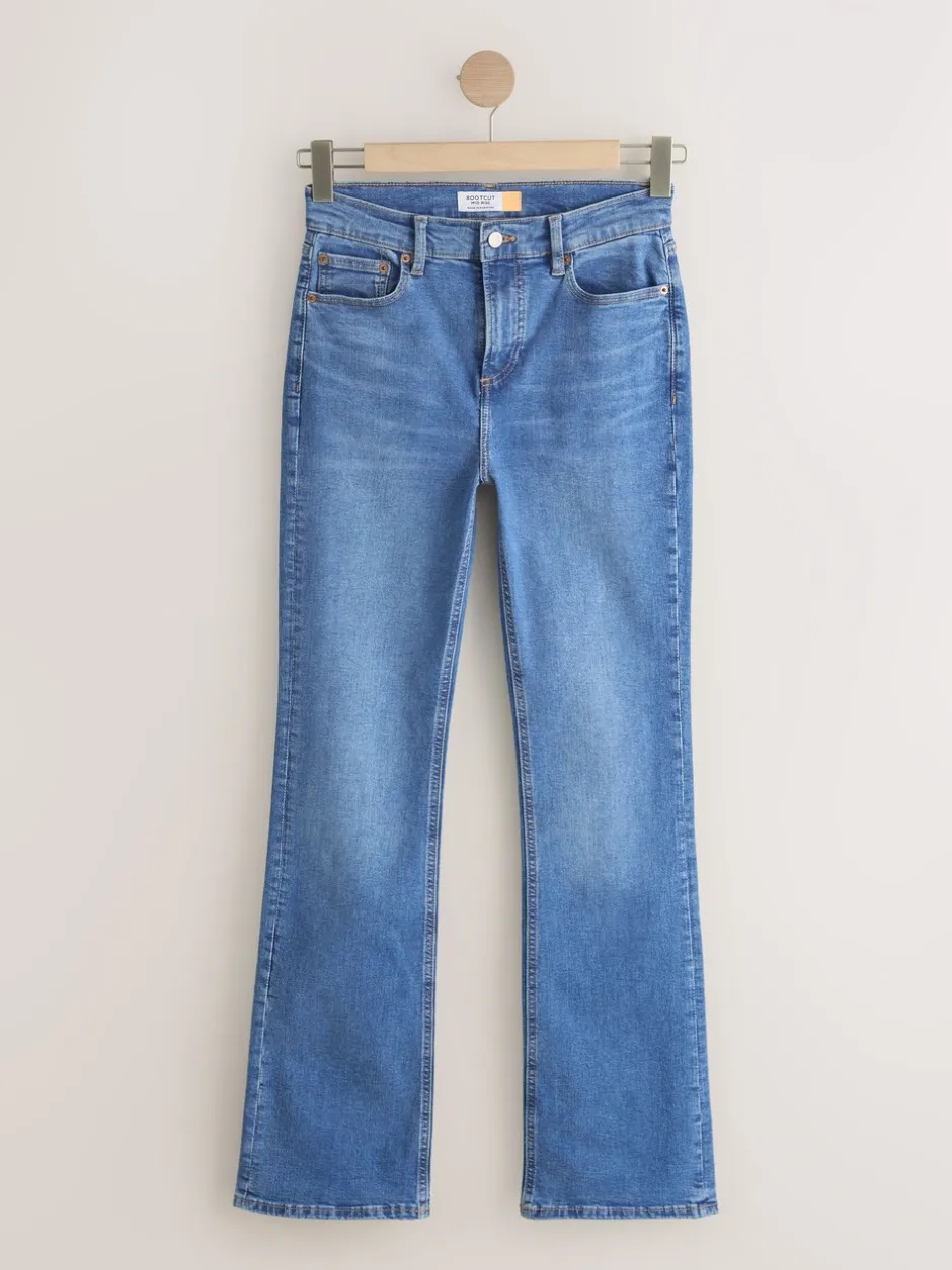 Jeans|Next - Mid Rise Stretch Bootcut Jeans Middenblauw denim