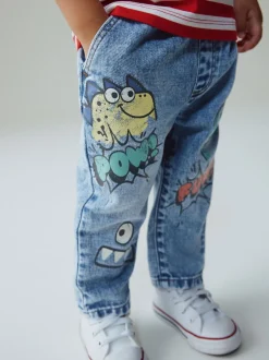 Jeans En Joggingbroeken|Jeans|Next Middenblauw denim - Monster Graffiti Jeans (3mnd -7jr)