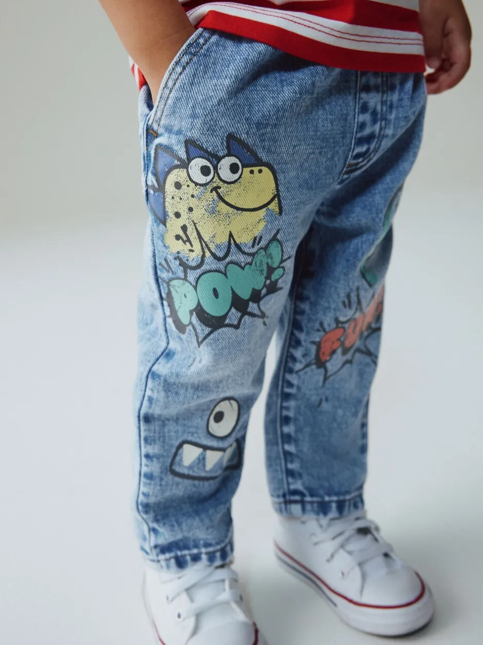 Jeans En Joggingbroeken|Jeans|Next Middenblauw denim - Monster Graffiti Jeans (3mnd -7jr)