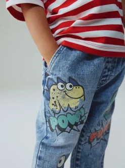 Jeans En Joggingbroeken|Jeans|Next Middenblauw denim - Monster Graffiti Jeans (3mnd -7jr)