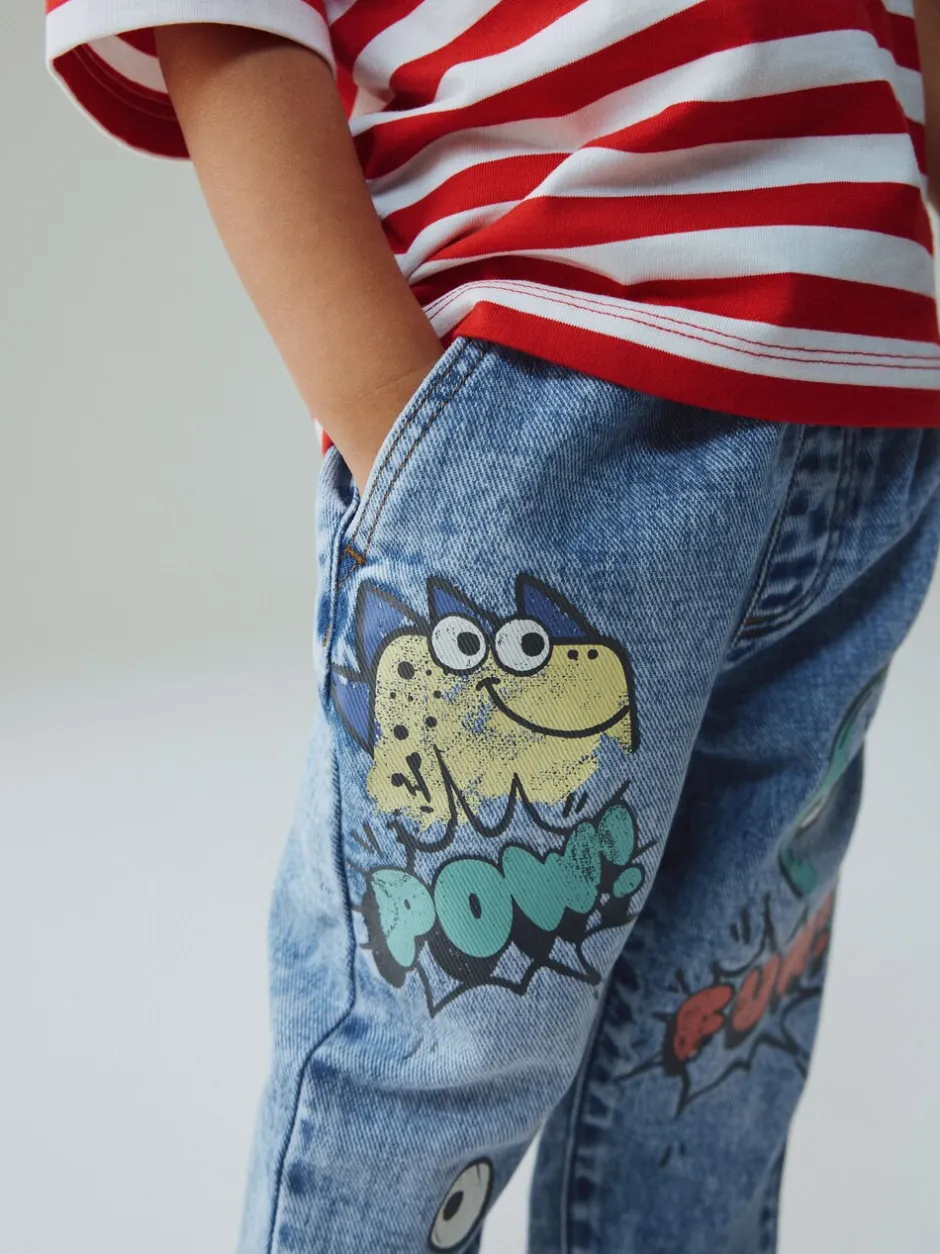 Jeans En Joggingbroeken|Jeans|Next Middenblauw denim - Monster Graffiti Jeans (3mnd -7jr)