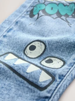 Jeans En Joggingbroeken|Jeans|Next Middenblauw denim - Monster Graffiti Jeans (3mnd -7jr)