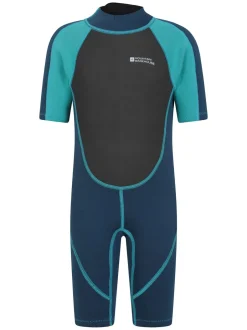 Badkleding|Mountain Warehouse - Kids Shorty 2.5/2mm Wetsuit Middenblauw denim