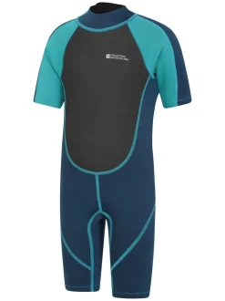 Badkleding|Mountain Warehouse - Kids Shorty 2.5/2mm Wetsuit Middenblauw denim