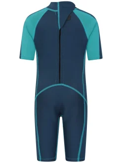 Badkleding|Mountain Warehouse - Kids Shorty 2.5/2mm Wetsuit Middenblauw denim