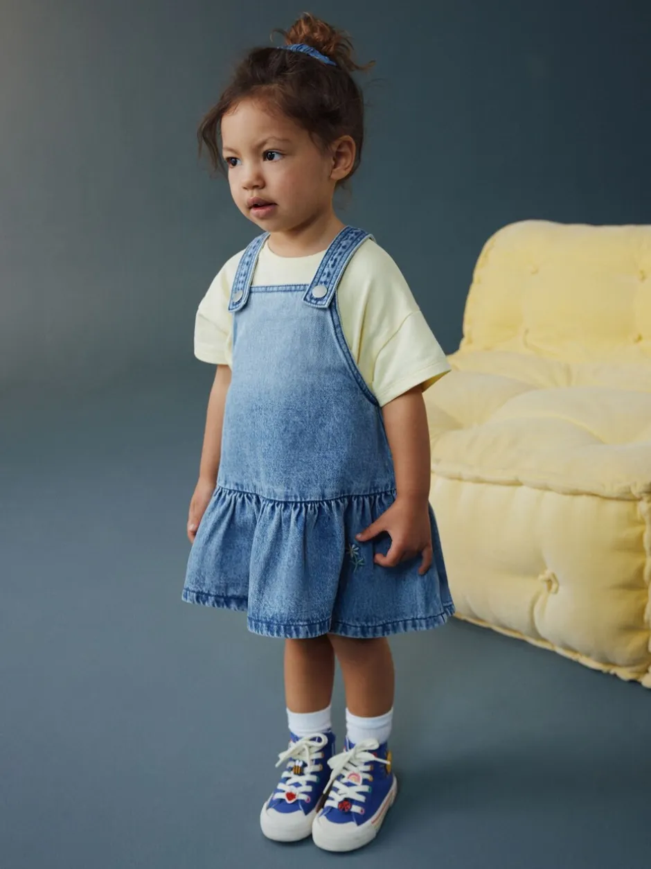 Jurken|Next Middenblauw denim - Peplum Pinafore Dress (3mths-8yrs)