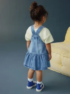 Jurken|Next Middenblauw denim - Peplum Pinafore Dress (3mths-8yrs)