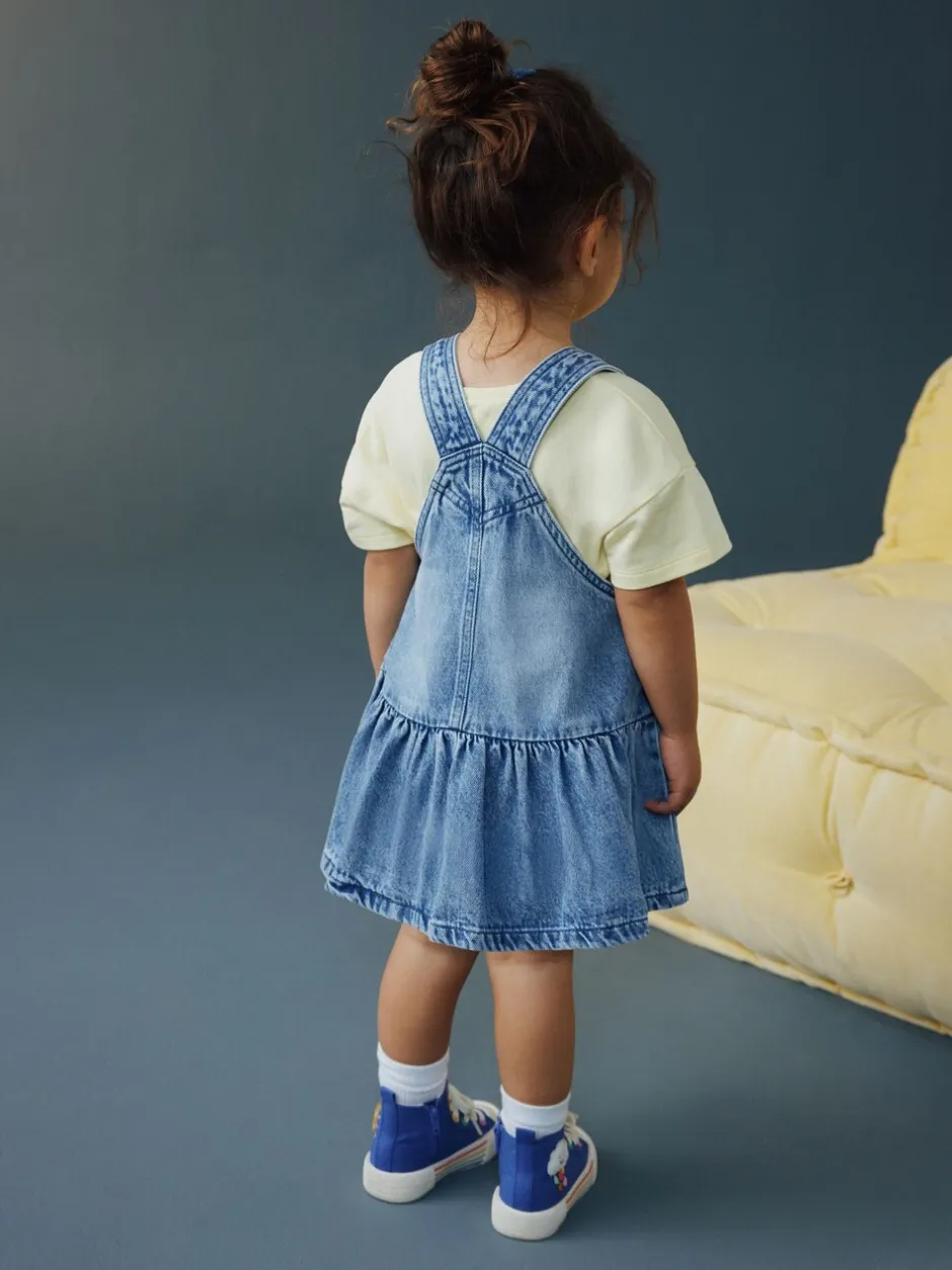 Jurken|Next Middenblauw denim - Peplum Pinafore Dress (3mths-8yrs)