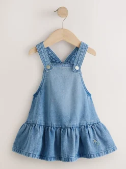 Jurken|Next Middenblauw denim - Peplum Pinafore Dress (3mths-8yrs)